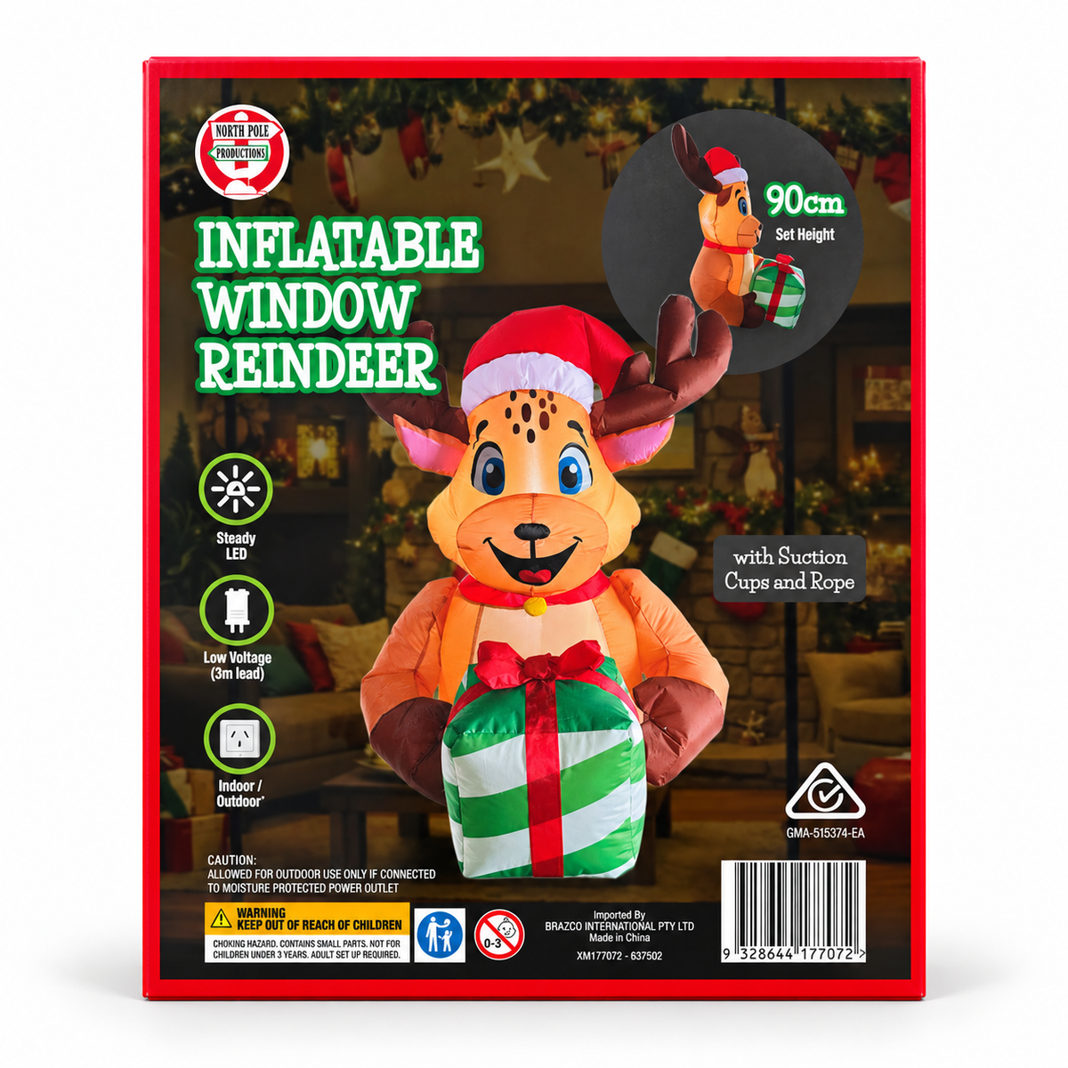 Christmas Inflatable Window Reindeer 90cm