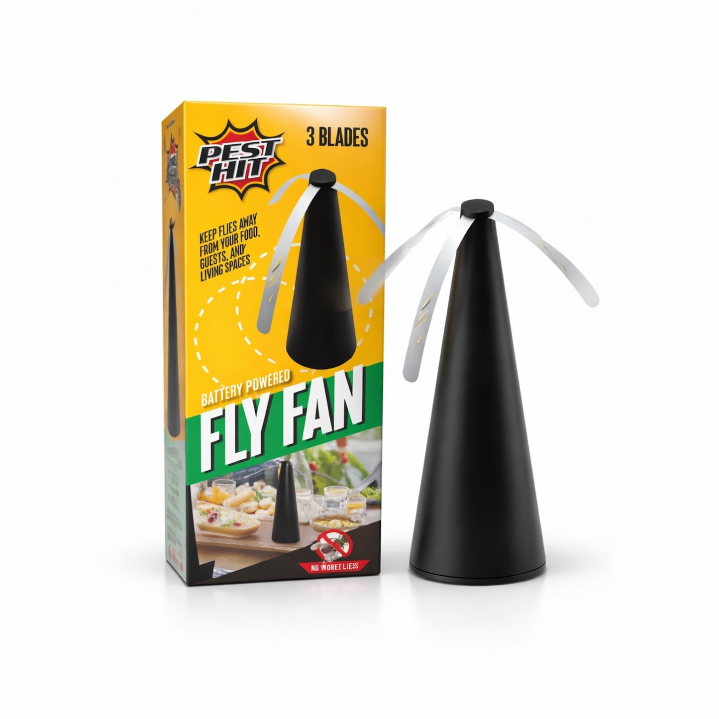 Pest Hit Battery Powered Fly Fan 3 Blade Design