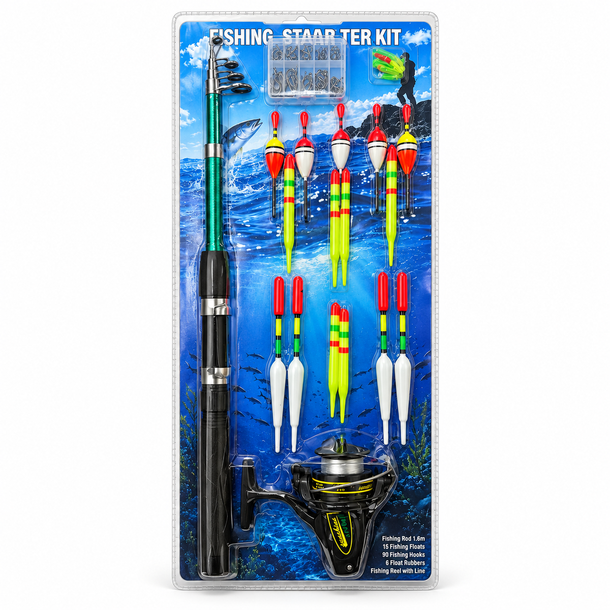 Fishing Rod Starter Kit 1.6m with Reel & Tackle