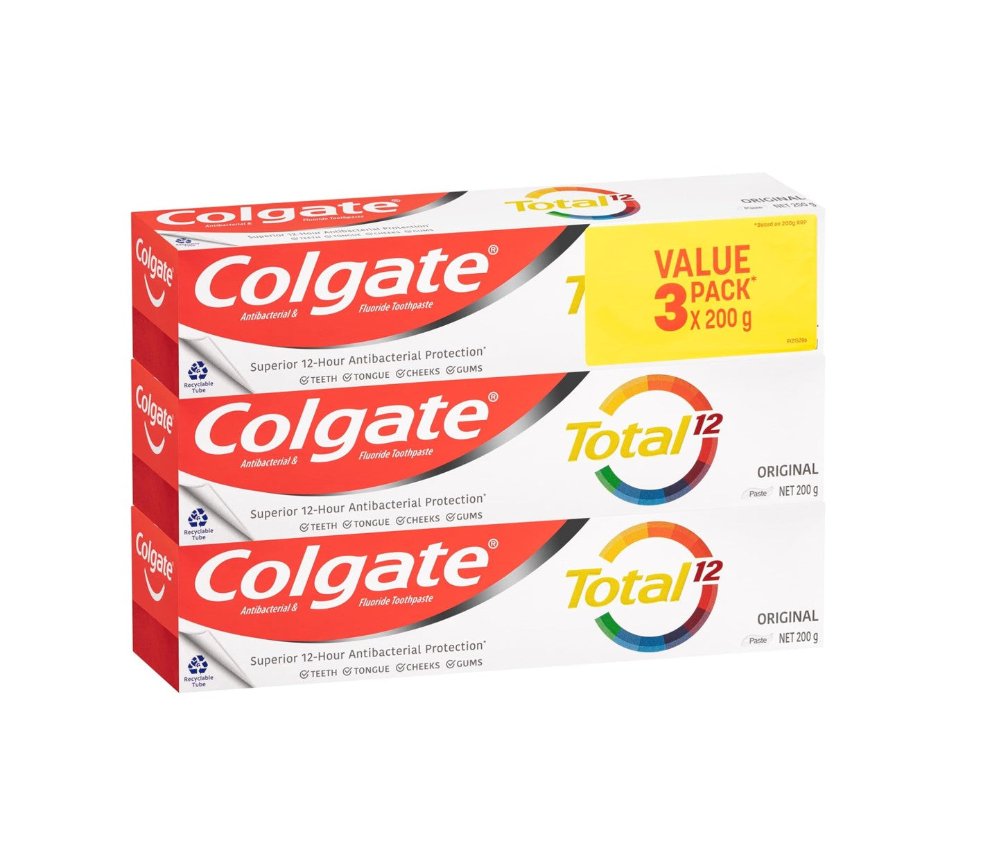 Colgate Total Original Toothpaste Value Pack 3 x 200g