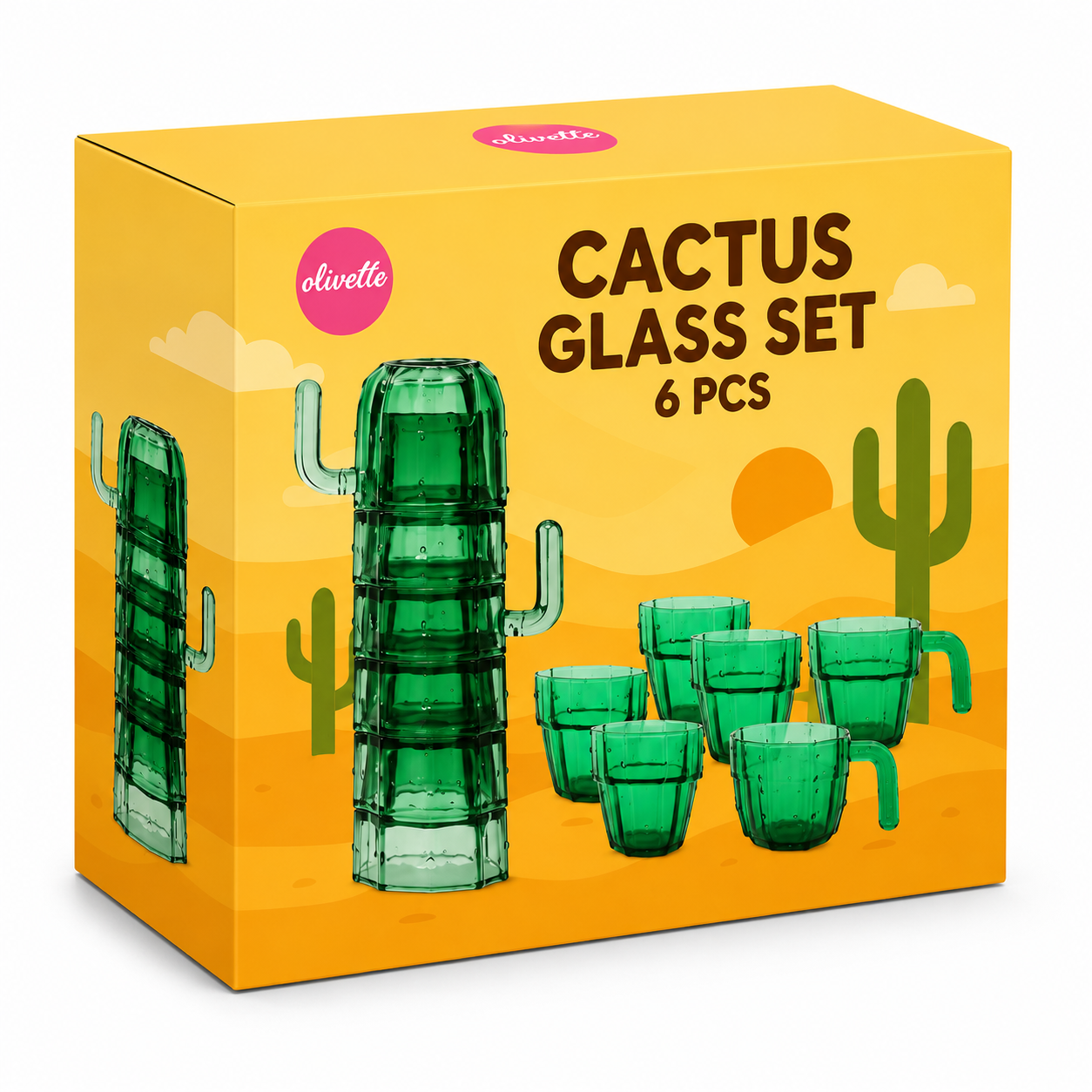Cactus Drink Tower 6pc Glass Set