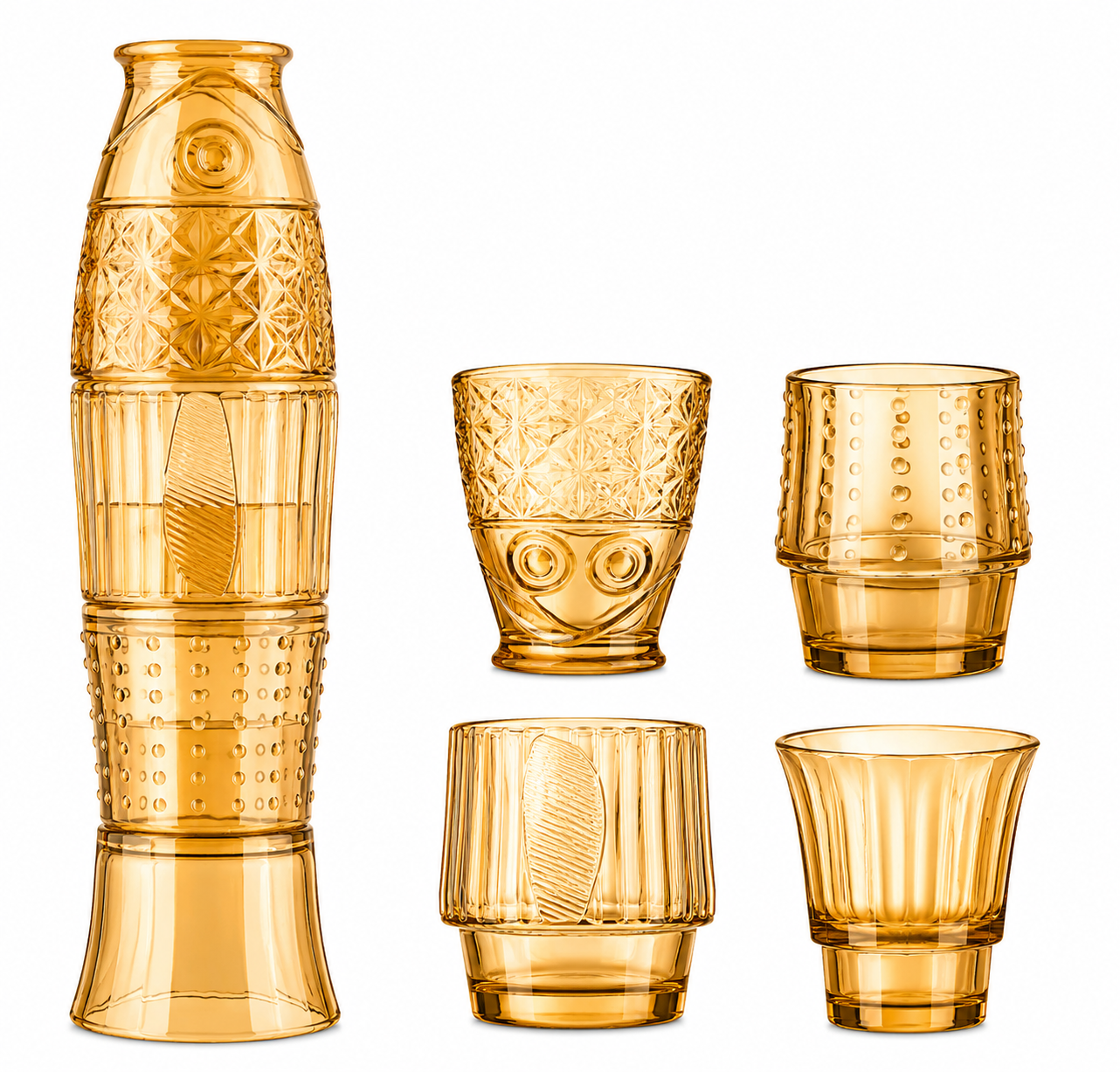 Fish Drink Tower – Fish Glass Set 4Pc