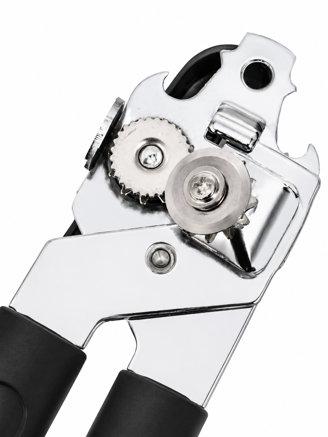 Deluxe Stainless Steel Can Opener with Black Handle