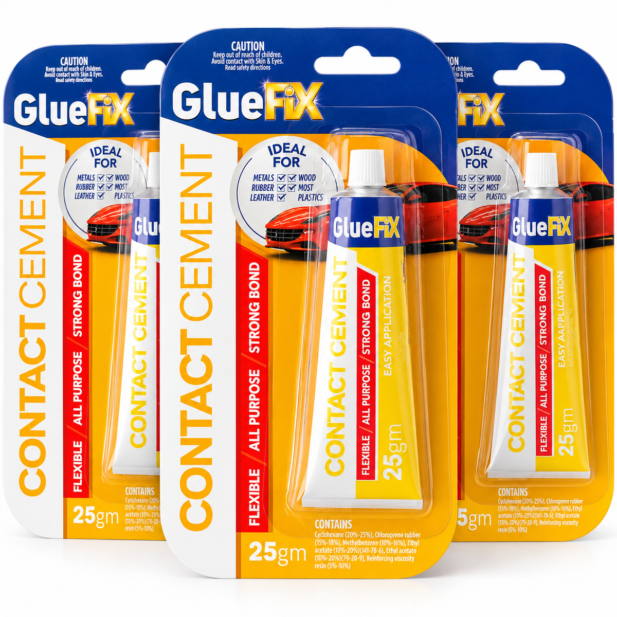 3 Pack GlueFix Contact Cement Strong Flexible Adhesive Glue 20g