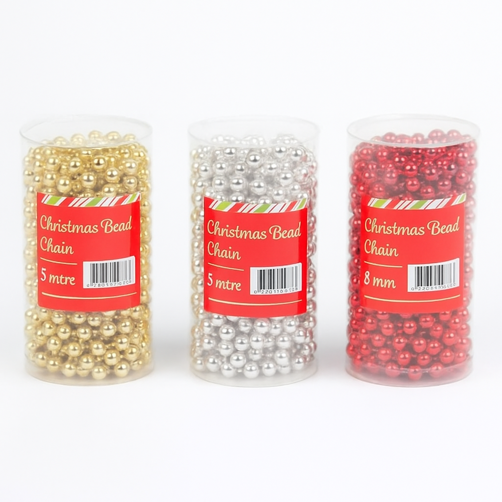 Christmas Bead Chains 8mm x 5mt