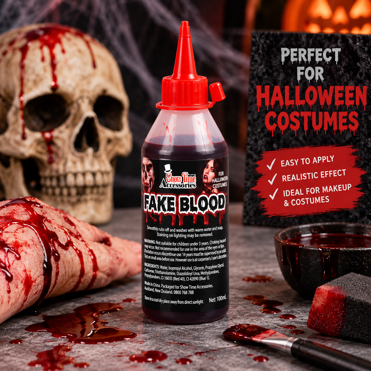 Fake Blood 100ml – Halloween Costume Makeup & Special Effects