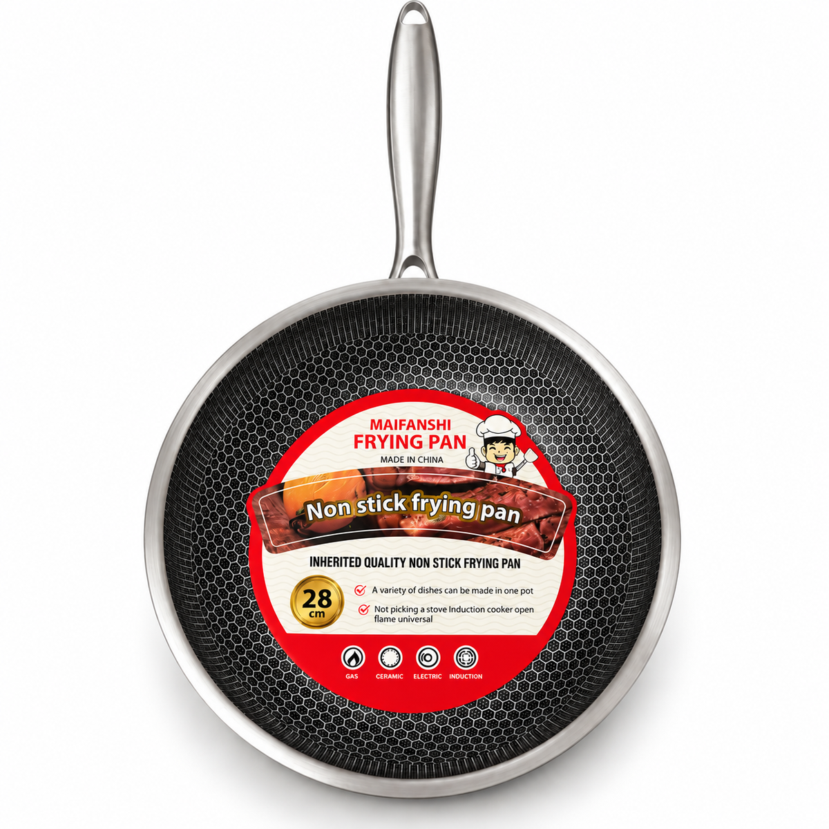 28cm Non-Stick Frying Pan Stainless Steel Handle – Induction Compatible