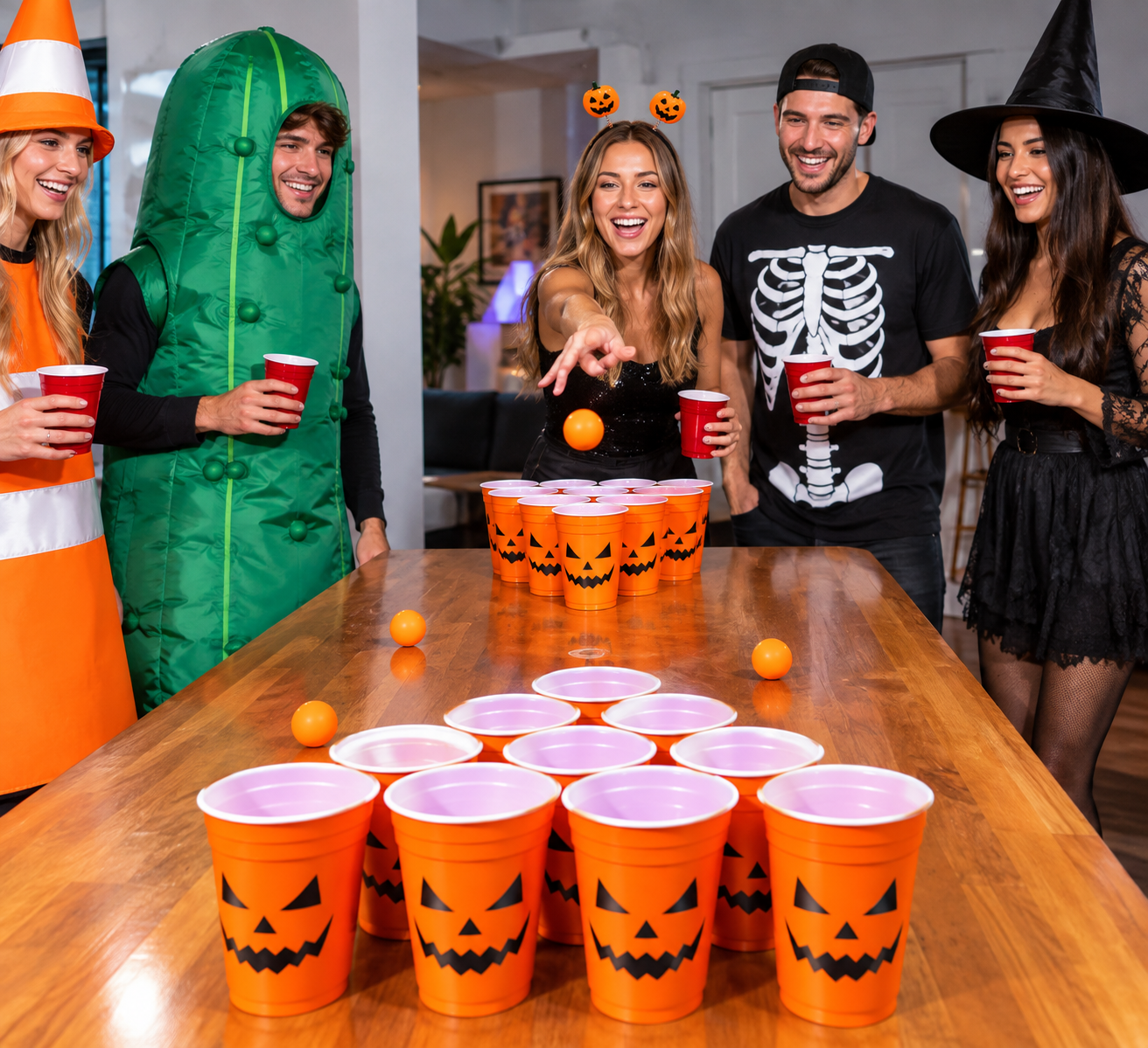 Fear Pong Halloween Party Game – 22 Cups & 4 Balls