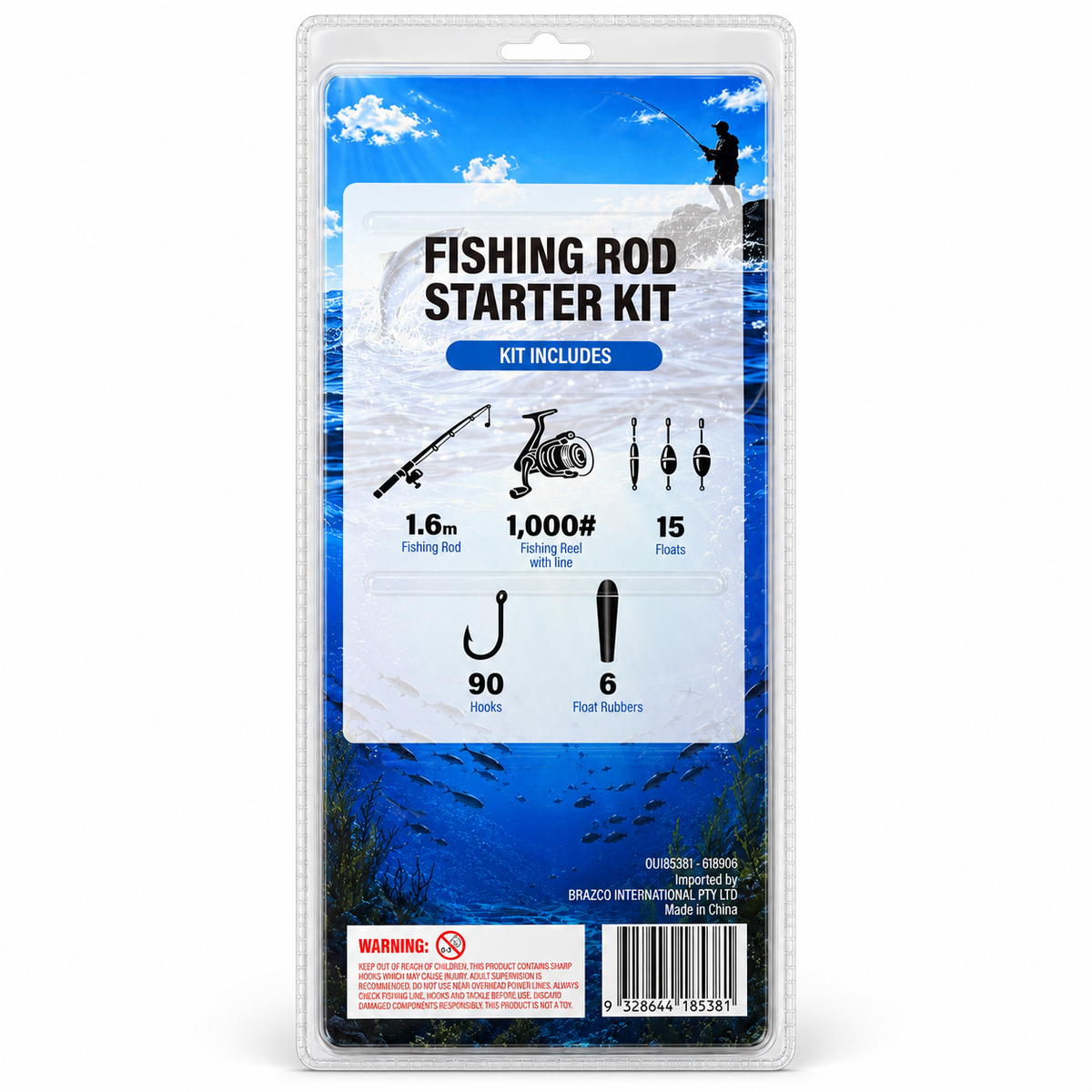 Fishing Rod Starter Kit 1.6m with Reel & Tackle