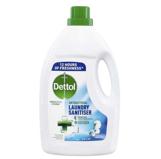 Dettol Antibacterial Laundry Liquid Fresh Cotton Laundry Sanitiser 2.5L