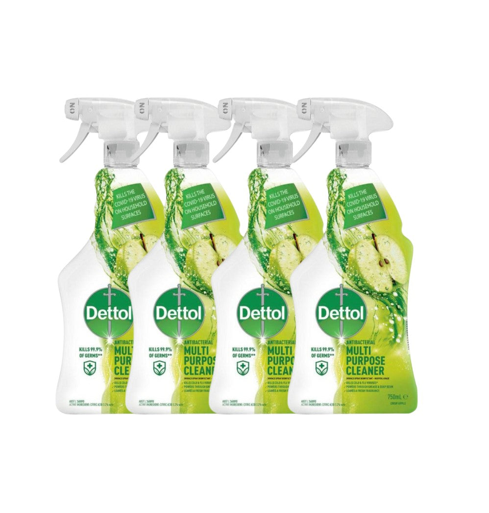 4pk Dettol Disinfectant Apple Multipurpose Surface Cleaning Spray 750mL