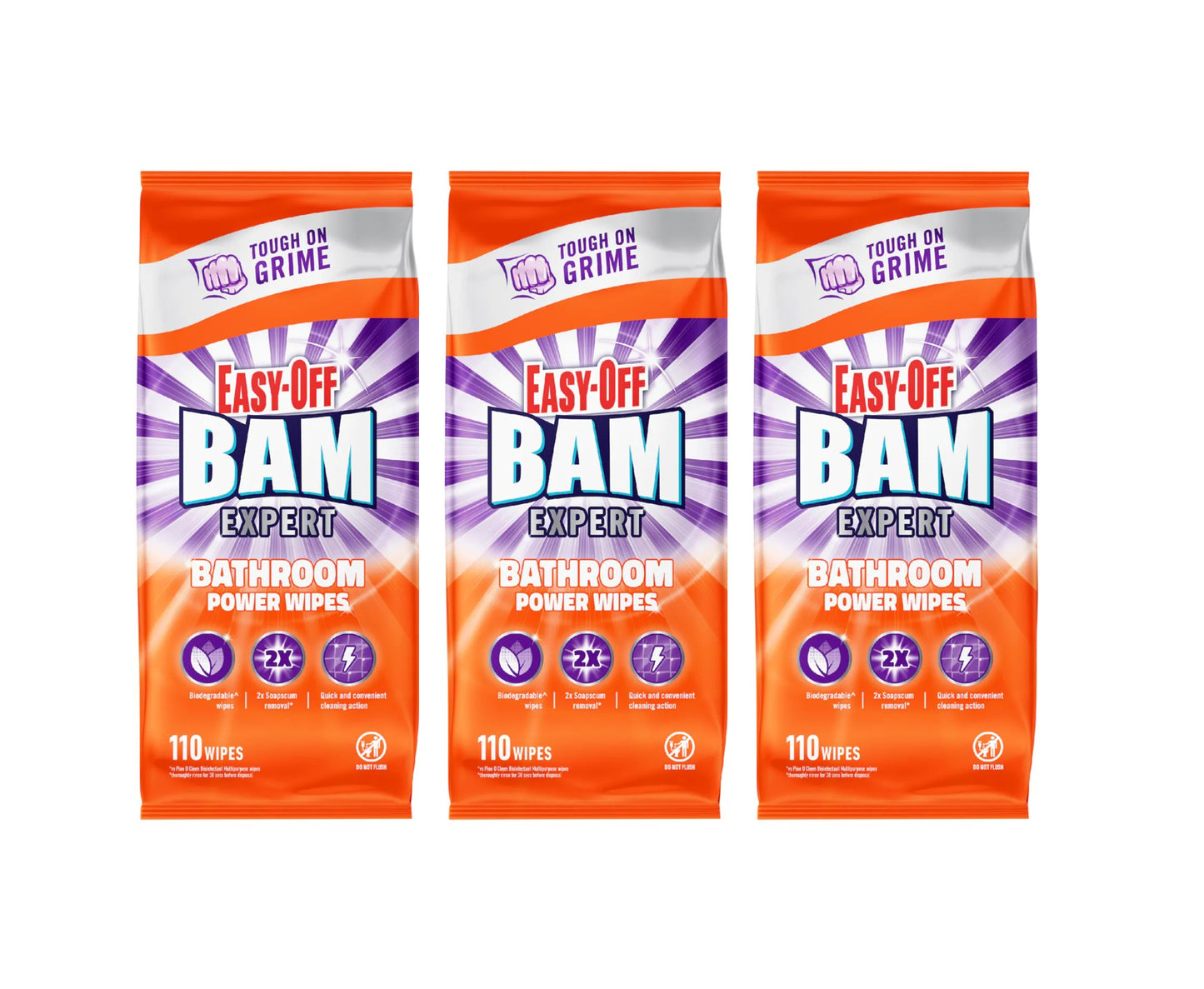 3 Pack Easy-Off Bam Bathroom Cleaning Wipes 110 pack