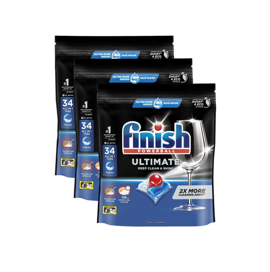 3 Pack Finish Ultimate Dishwasher Tablets 34 Pack