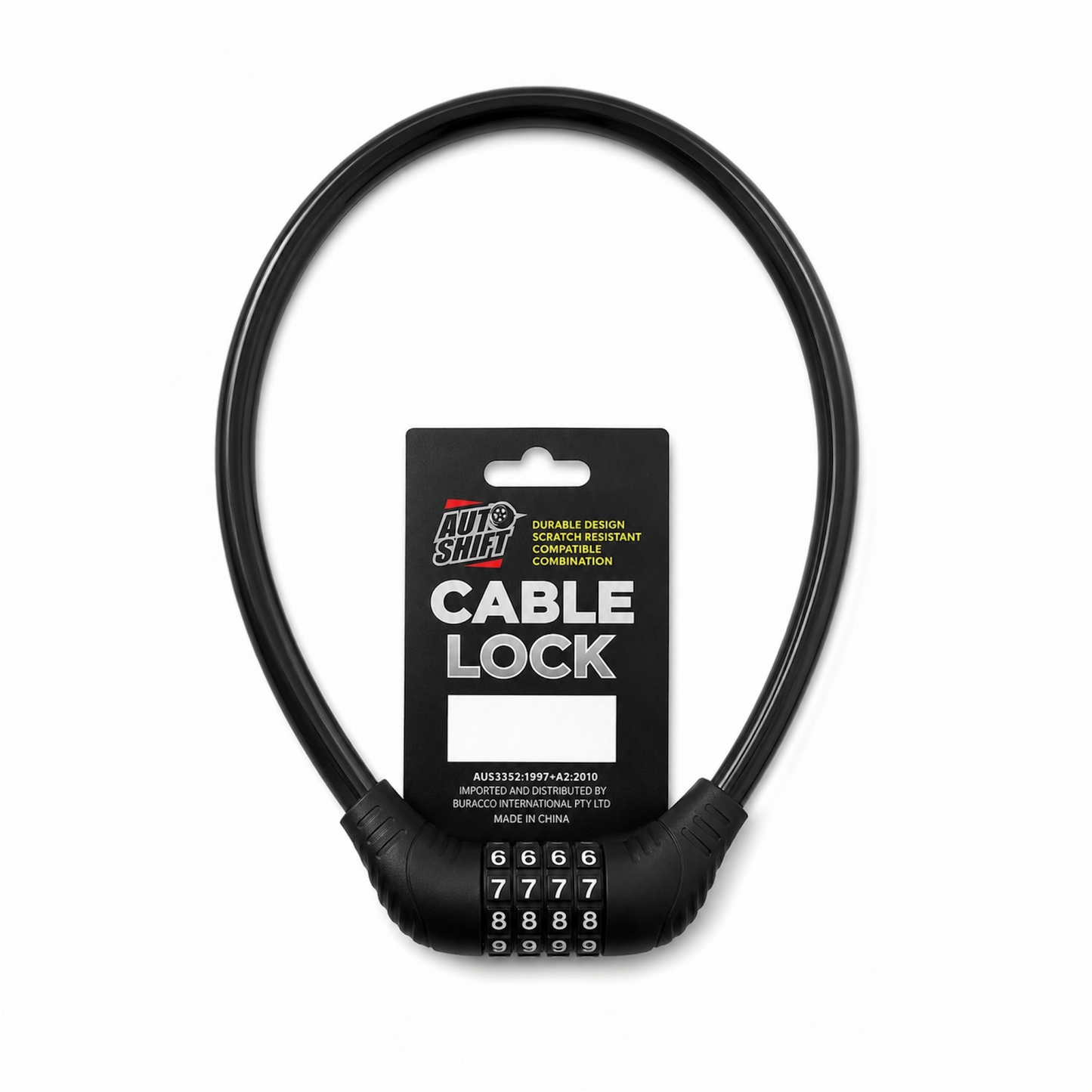 AutoShift Cable Bicycle Lock 4 Digit Combination Security Cycling Accessory
