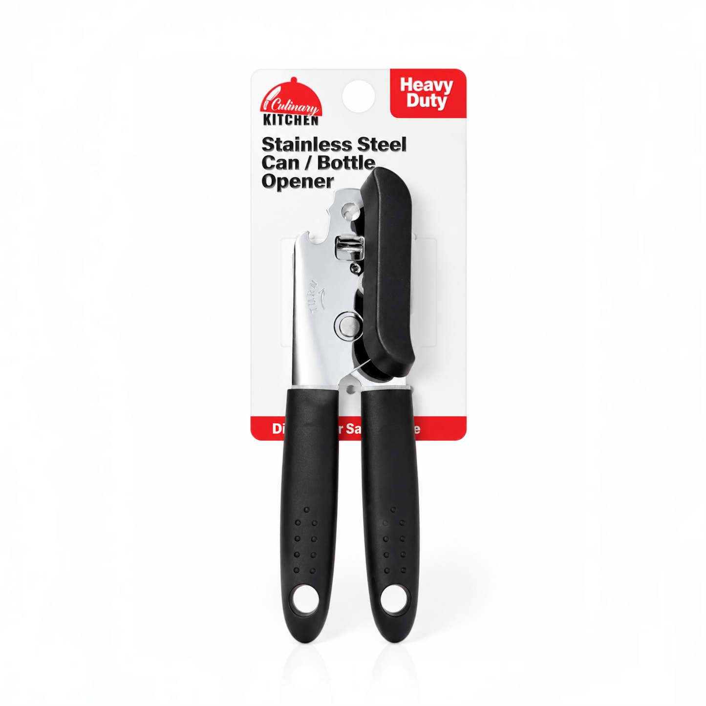 Deluxe Stainless Steel Can Opener with Black Handle