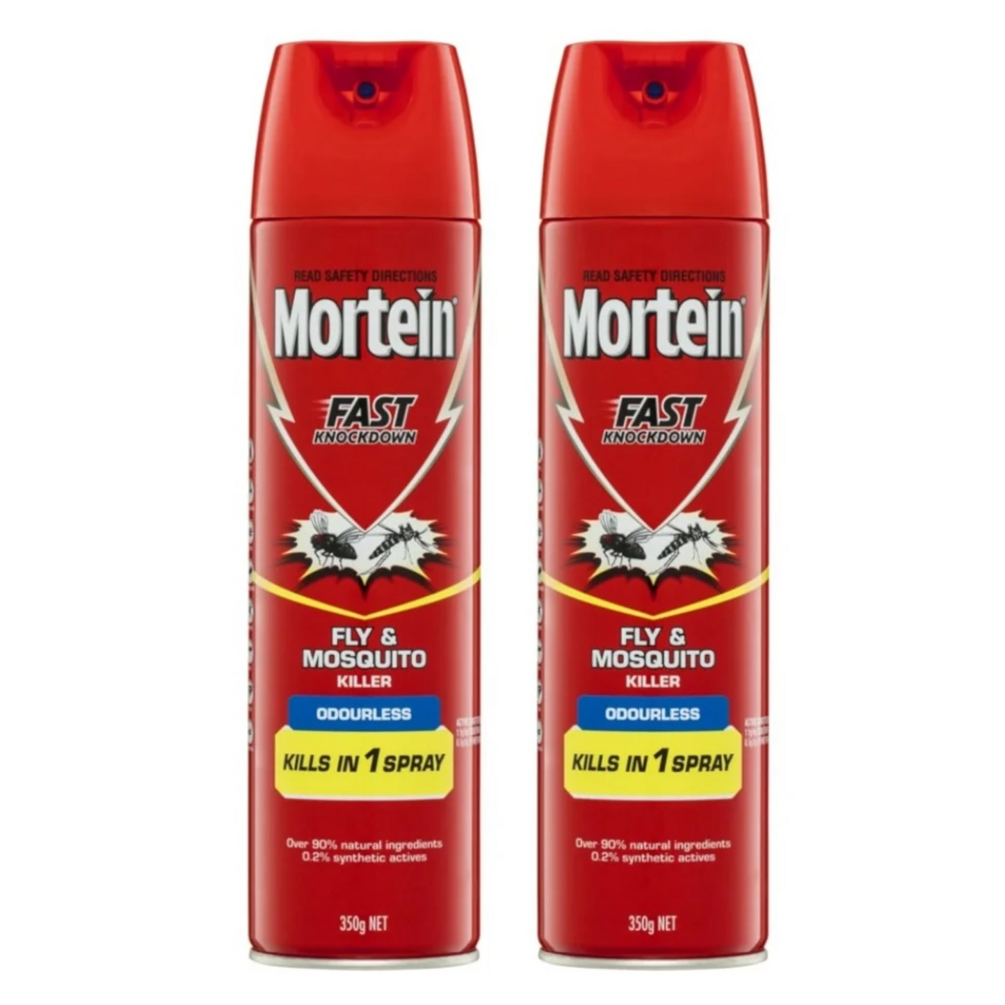 2pk Mortein Fast Knockdown Fly & Mosquito Killer 350g - Odourless