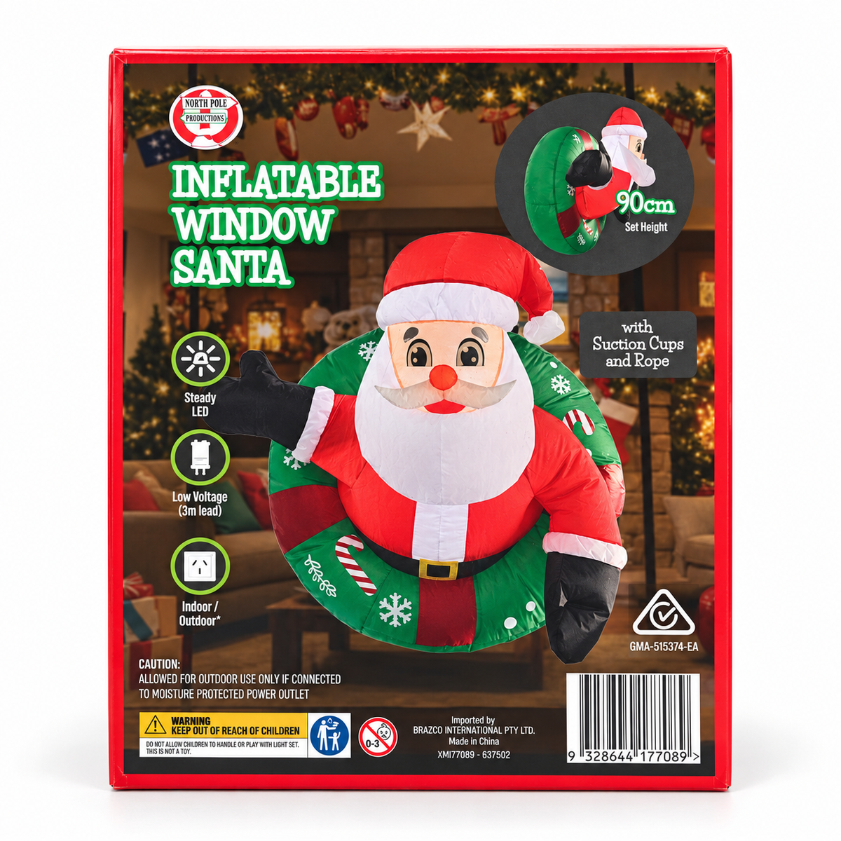Inflatable Window Santa Christmas Decoration – LED Light Up