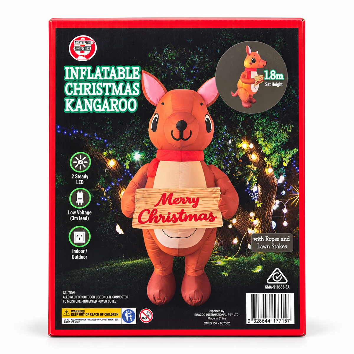 Inflatable Christmas Kangaroo LED Decoration