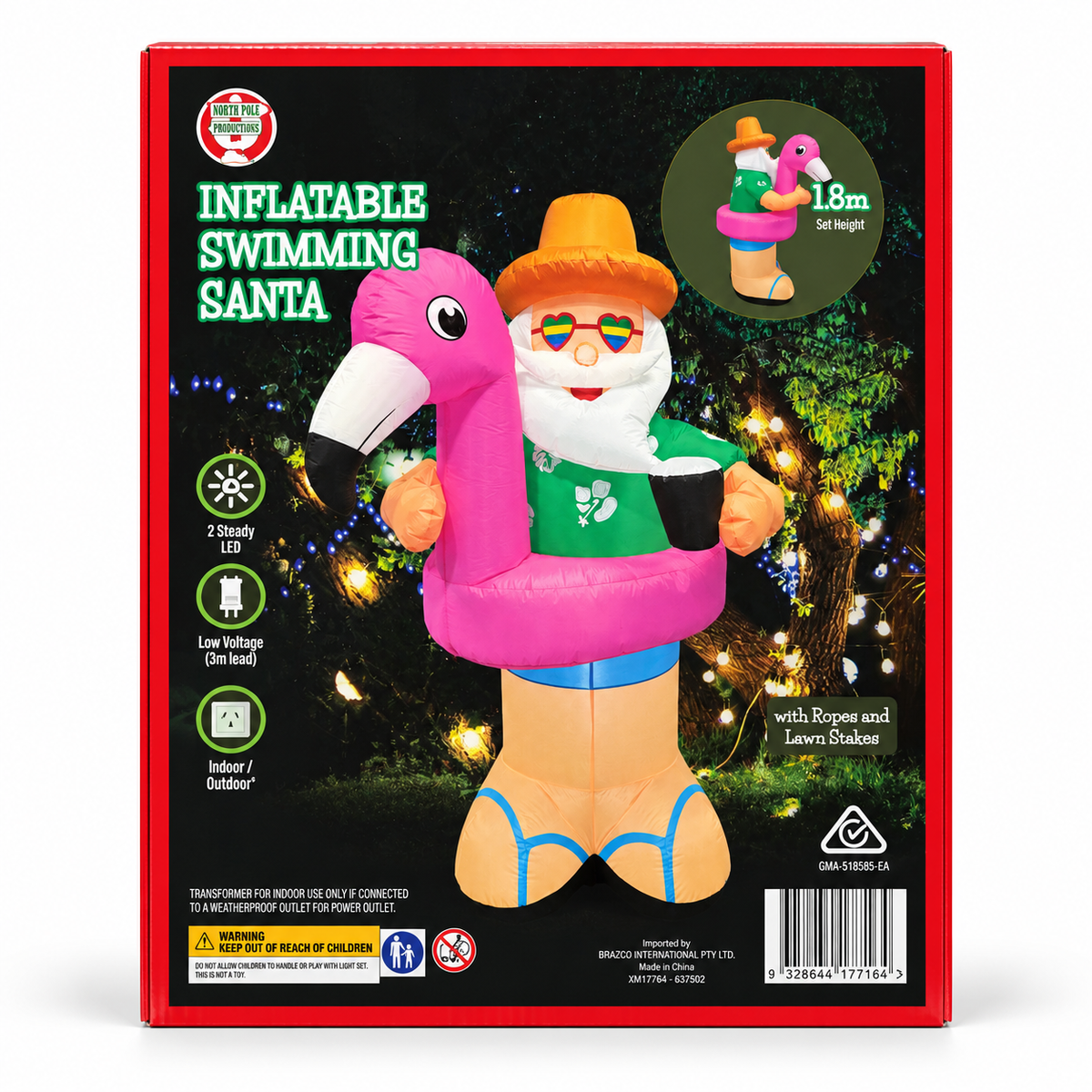 Inflatable Swimming Santa with Pink Flamingo 1.8M