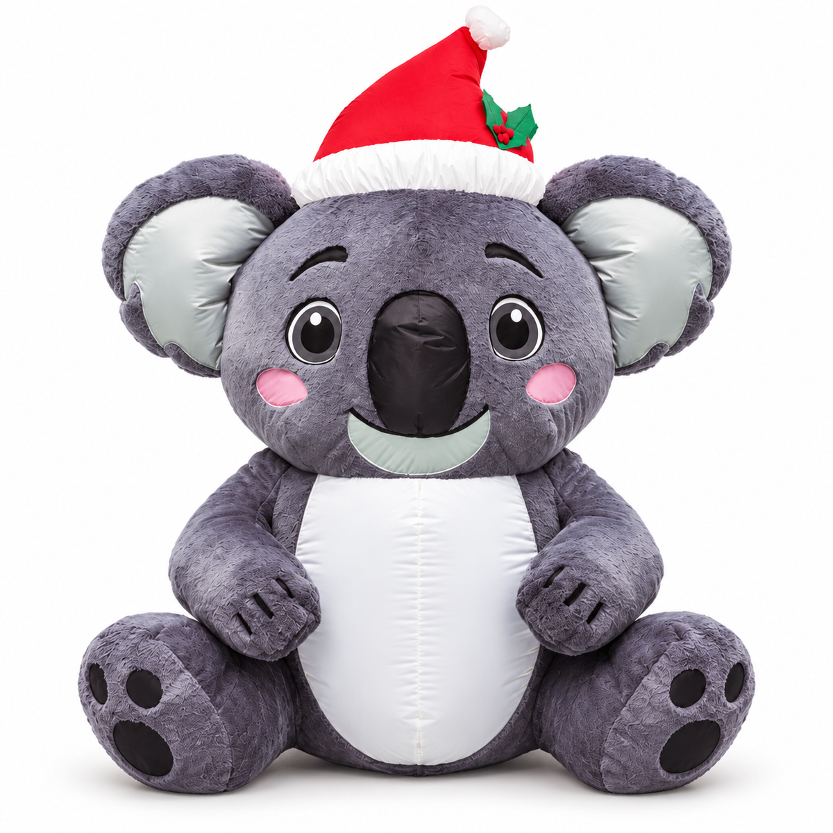 Inflatable Fluffy Christmas Koala with Santa Hat 1.4M
