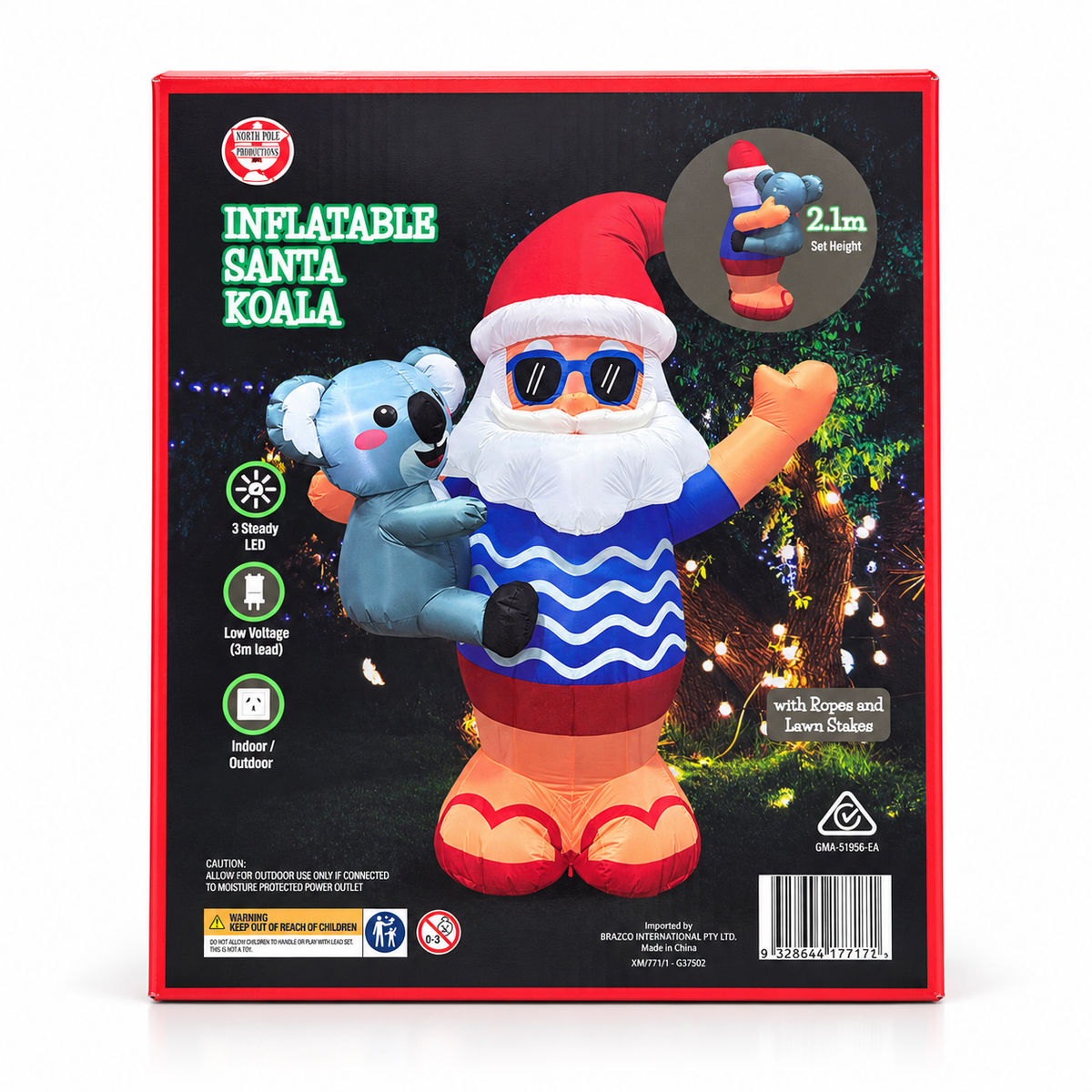 Inflatable Santa Holding Koala – LED Christmas Decoration 2.1M