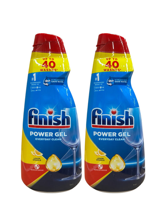 2 x Finish Power Dishwashing Gel Lemon 1L