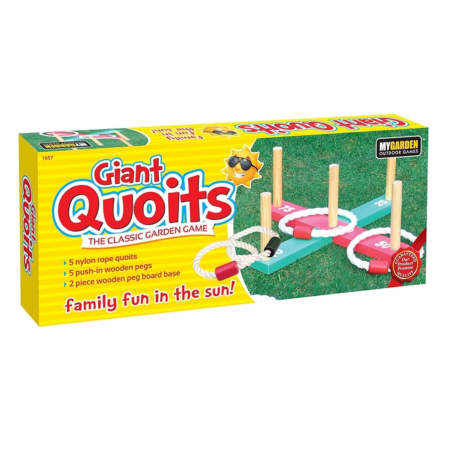 Wooden Quoits Ring Toss Hoopla 5 x Rope Rings Garden Game