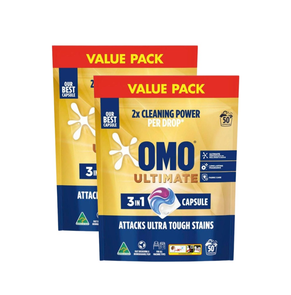 OMO Ultimate Laundry Liquid Capsules Detergent 50 pack