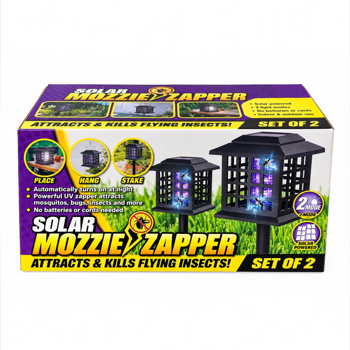 2 Pack Solar Mozzie Zapper Lights – Outdoor Mosquito & Insect Control