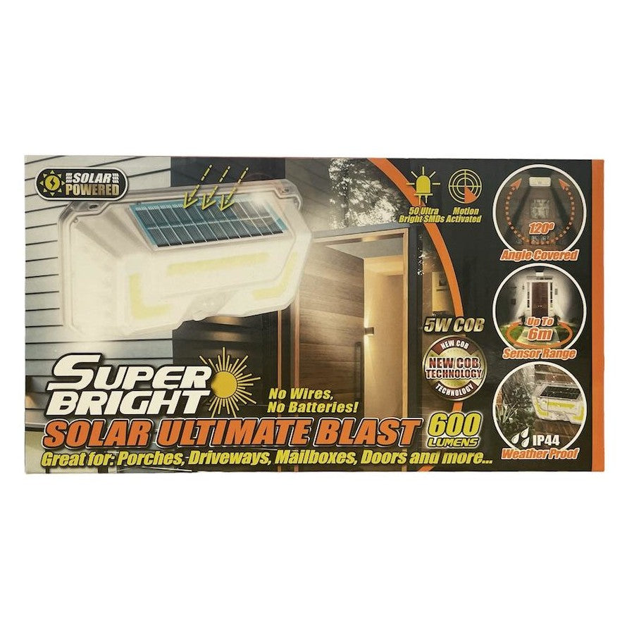 Solar Powered IP44 Super Bright Outdoor Home Motion Activated Light 600lm 23cm