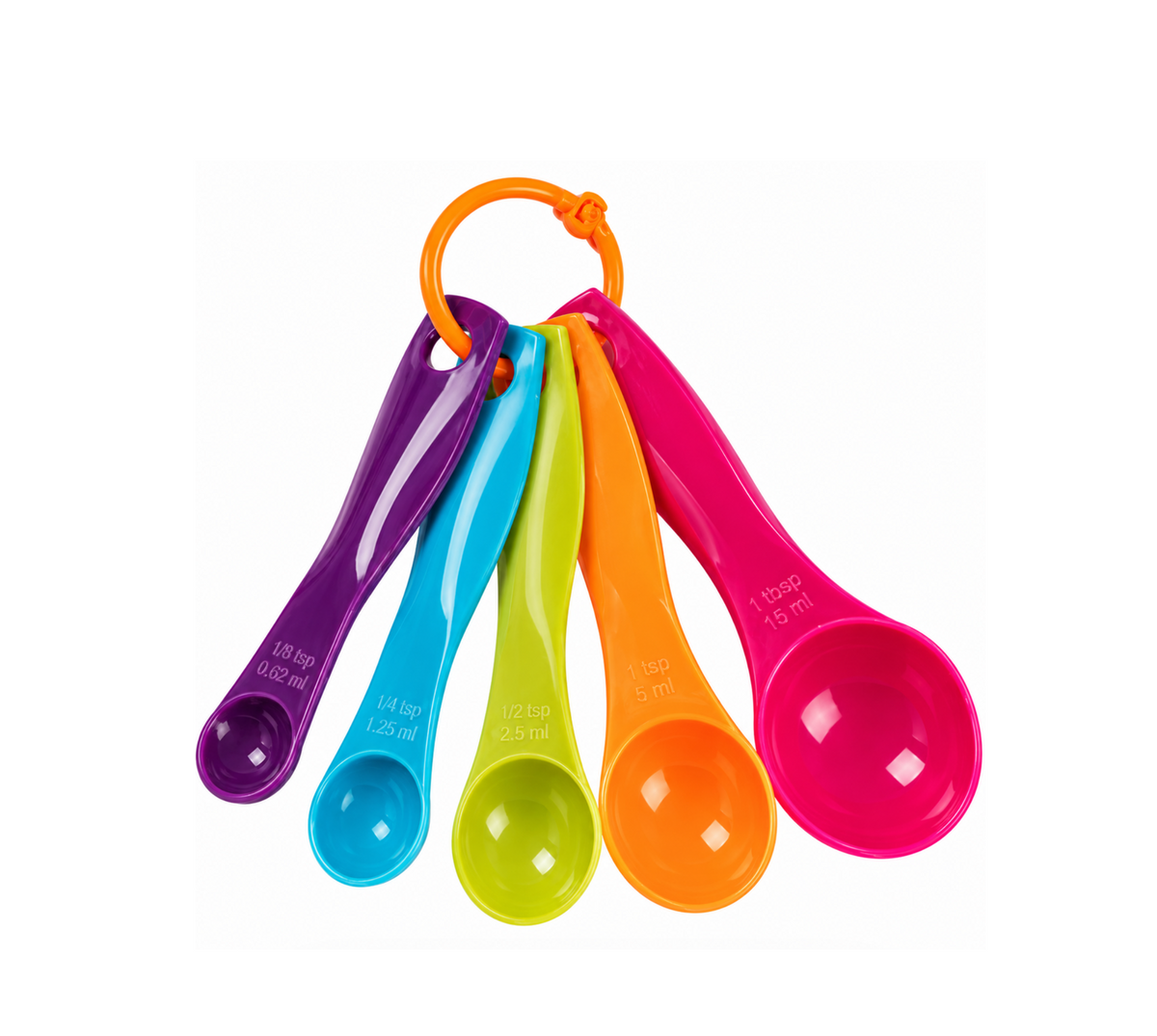 5 Piece Coloured Measuring Spoon Set – 1ml to 15ml Kitchen Baking Spoons