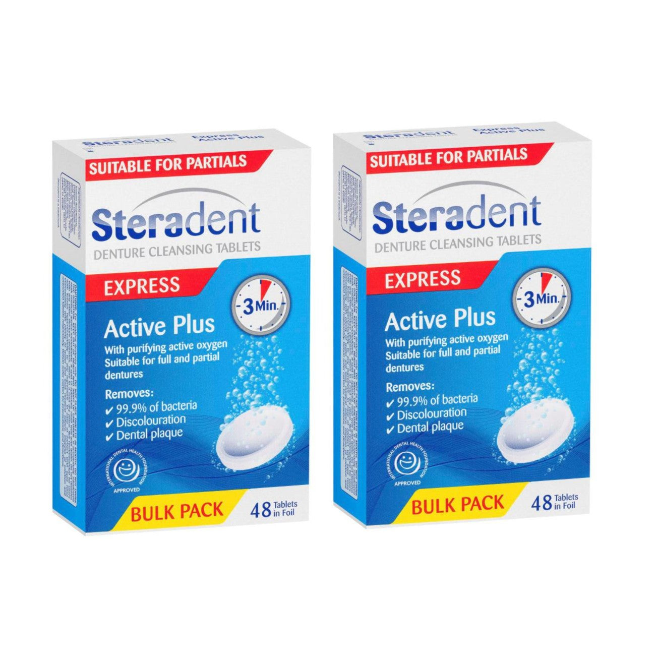 2 Pack Steradent Active Plus Denture Cleaner Tablets | 48 pack