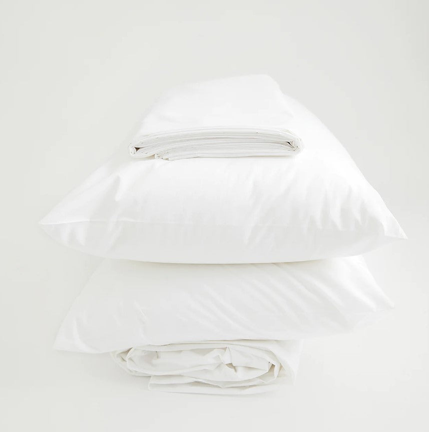 Wholly Grail Organic Percale Cotton Sheet Set King Single White