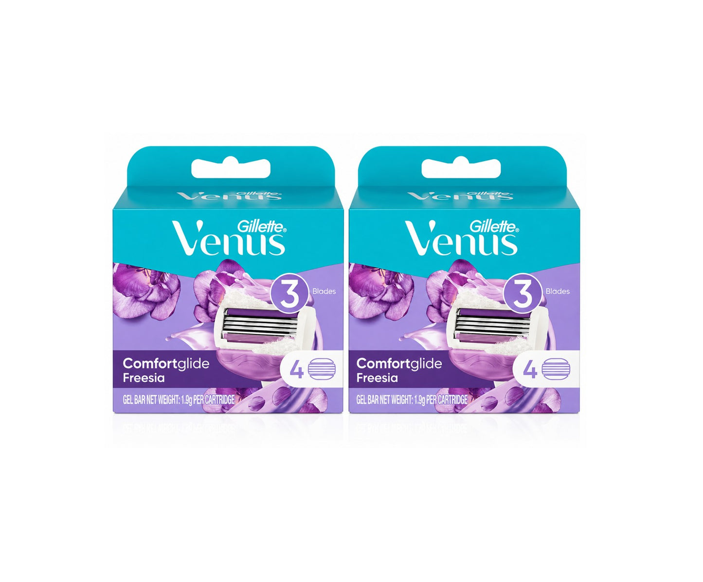 2 x Gillette Venus ComfortGlide Freesia Women's Razor Blade Refills – 4 Pack