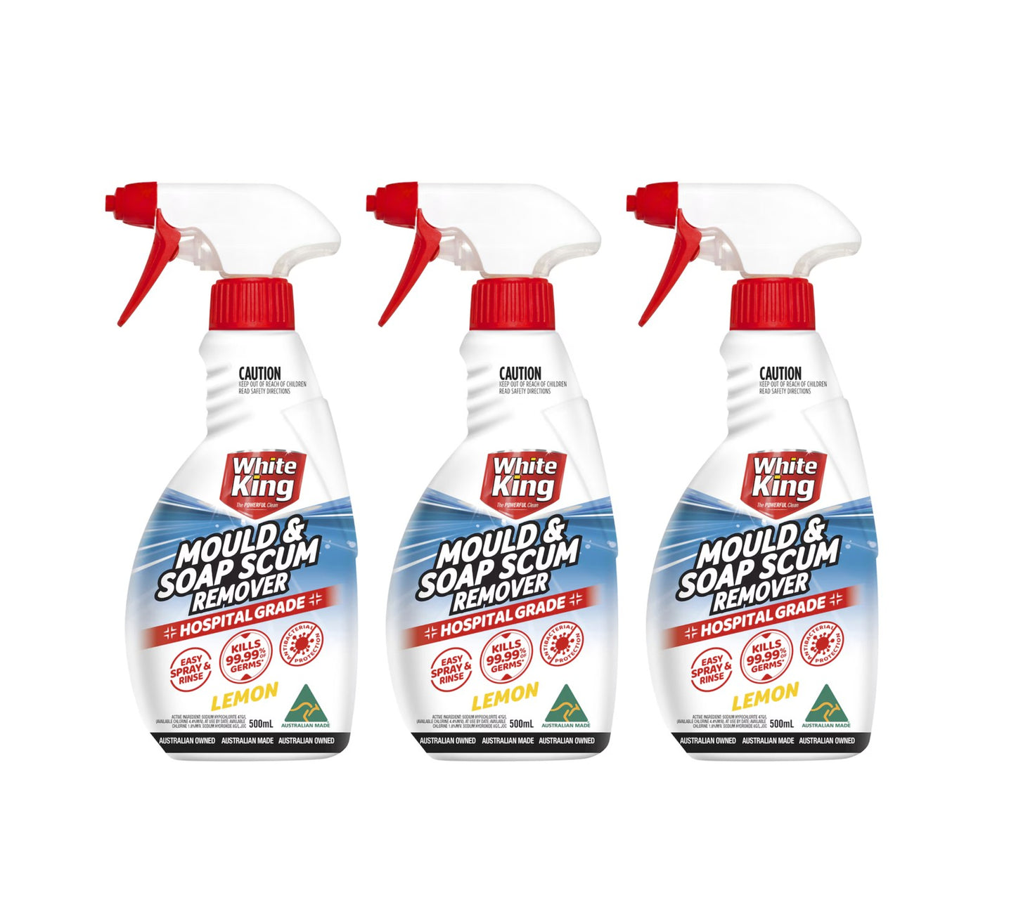 3 x White King Mould & Scum Remover Lemon 500mL