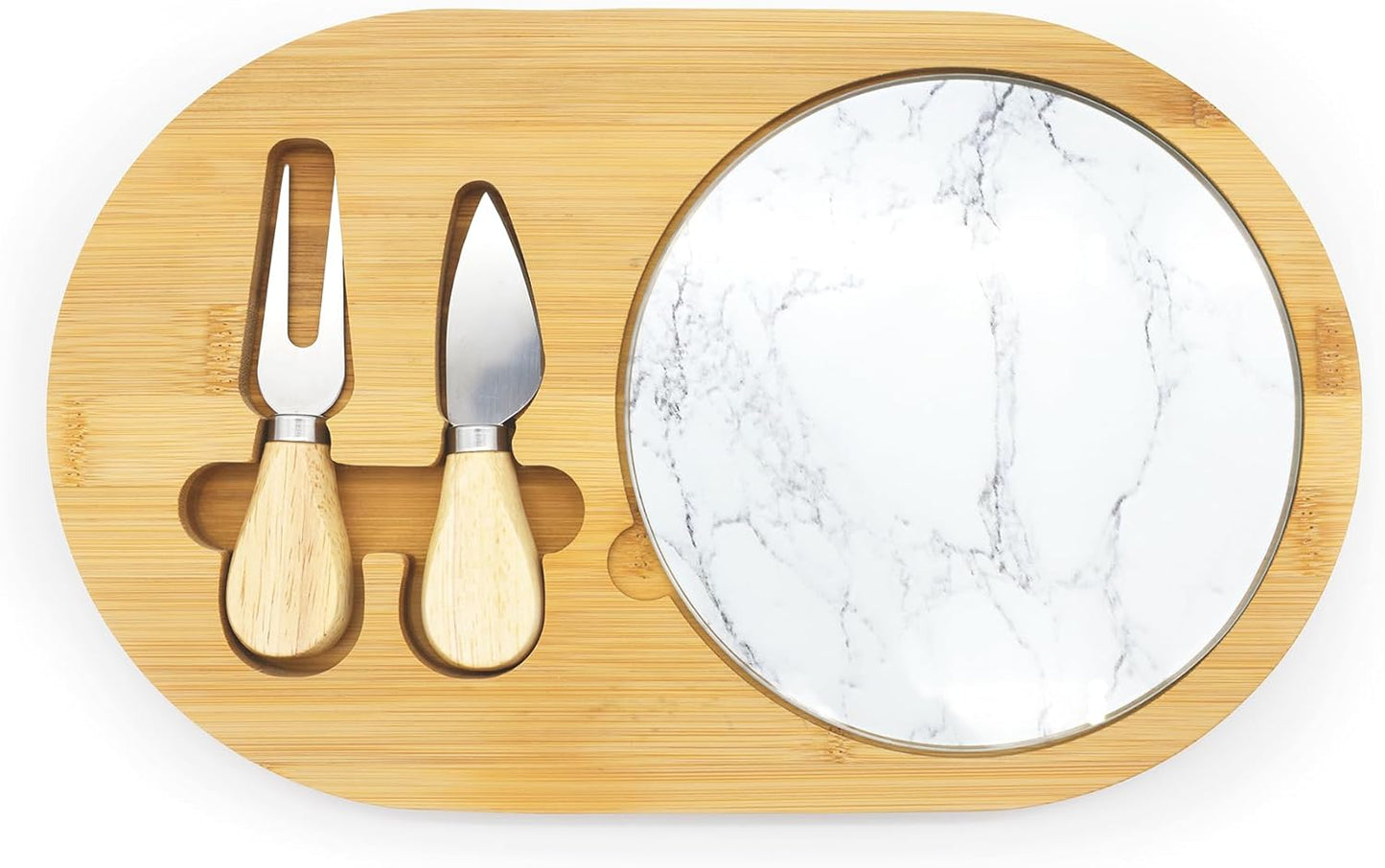 Bamboo and Marble Cheese Platter Set