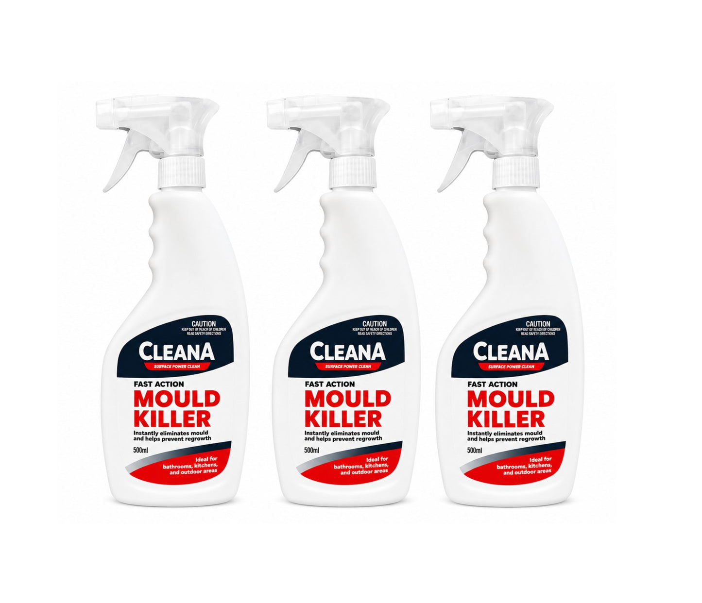 3 x Cleana Fast Action Mould Killer Spray 500mL