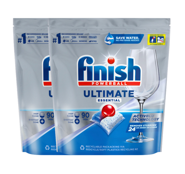 2 Pack Finish Powerball 90 Pack Ultimate Essential Dishwasher Tablets