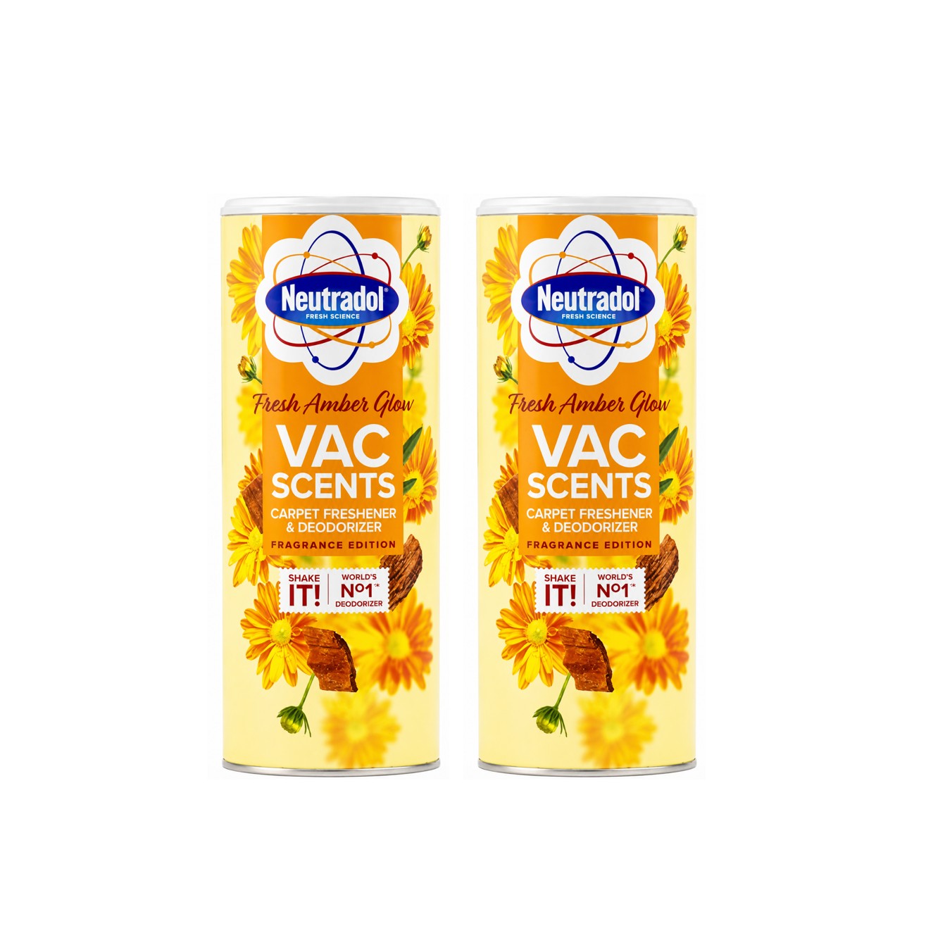 2 x Neutradol 350g Vac N' Fresh Carpet Freshener Deodoriser Amber Glow