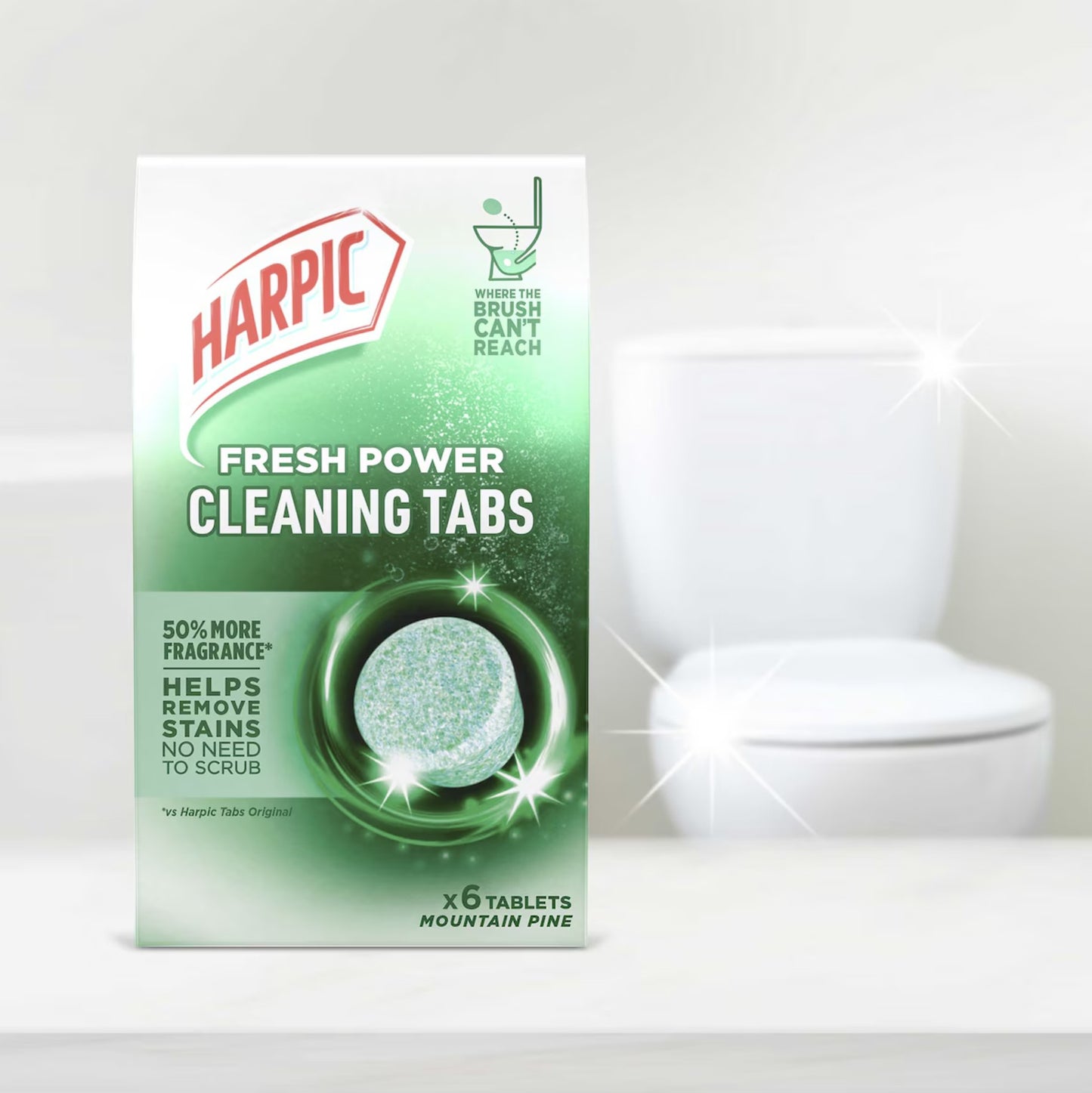 3PK Harpic Fresh Power Toilet Cleaning Tabs Mountain Pine