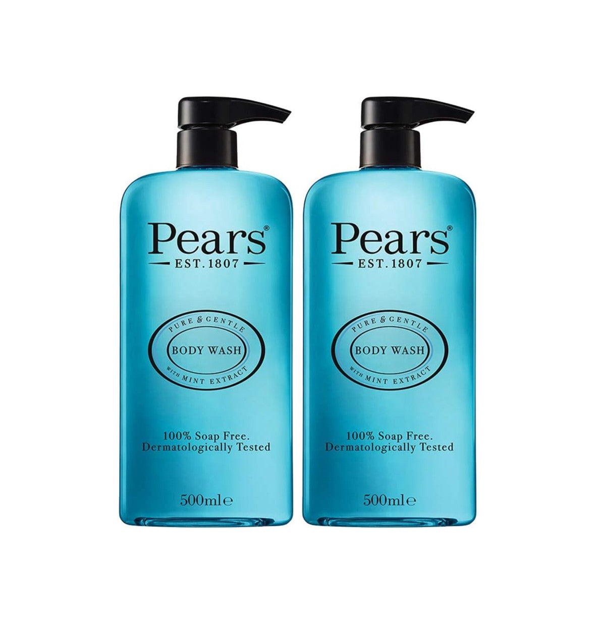 2 x Pears 500ml Body Wash For Glowing Skin With Mint Extract