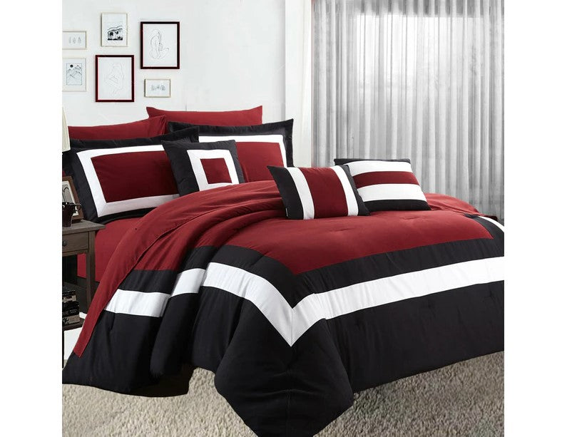 Home Fashion 10 Piece Soft Bed Comforter and Sheet Sets Bedspread Cushions Pillowcase Set