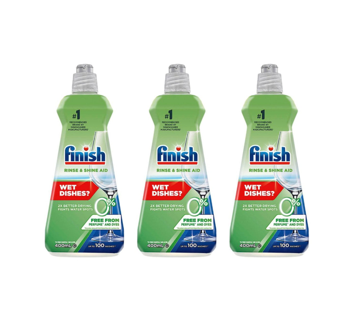 3 Pack Finish 0% Dishwasher Rinse Aid 400ml