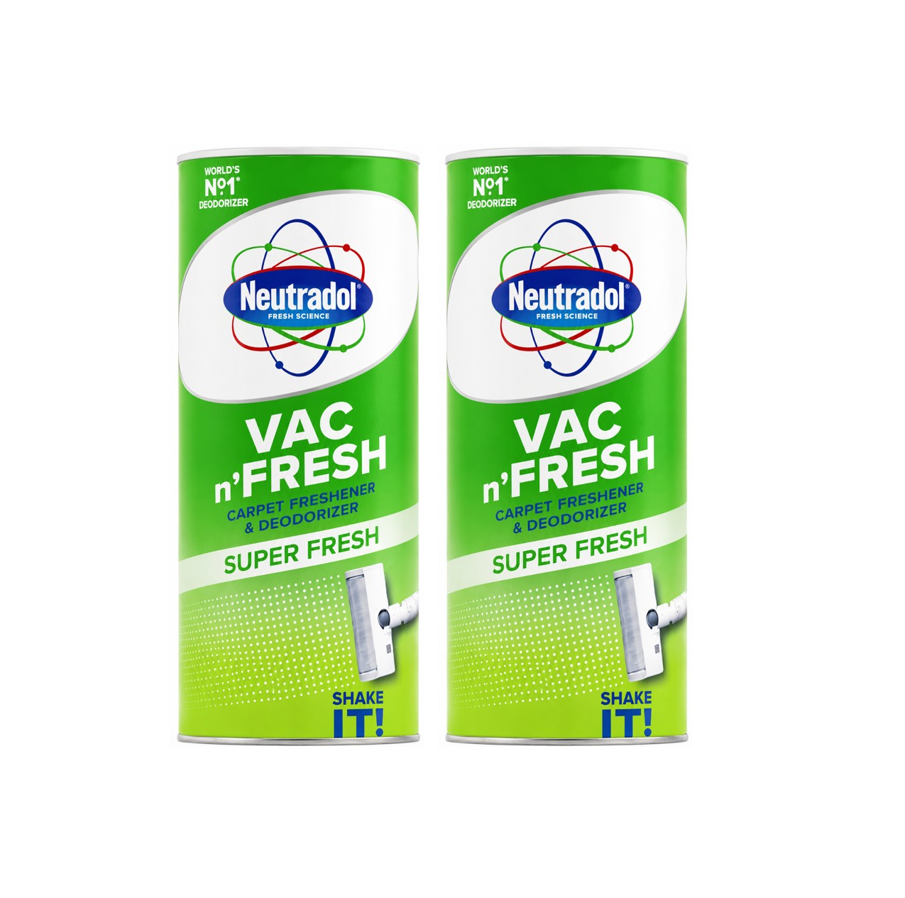 2 x Neutradol 350g Vac N'Fresh Carpet Freshener Deodoriser Super Fresh