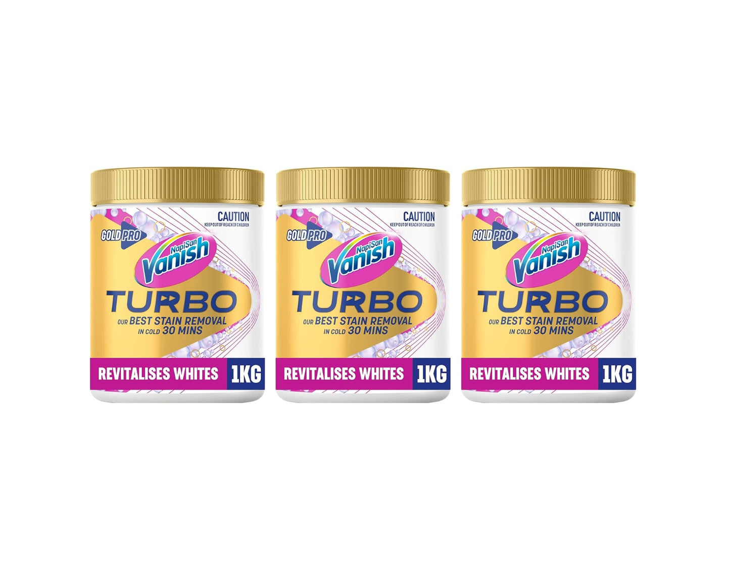 3 x Vanish Gold Pro Turbo White Stain Remover Powder 1kg