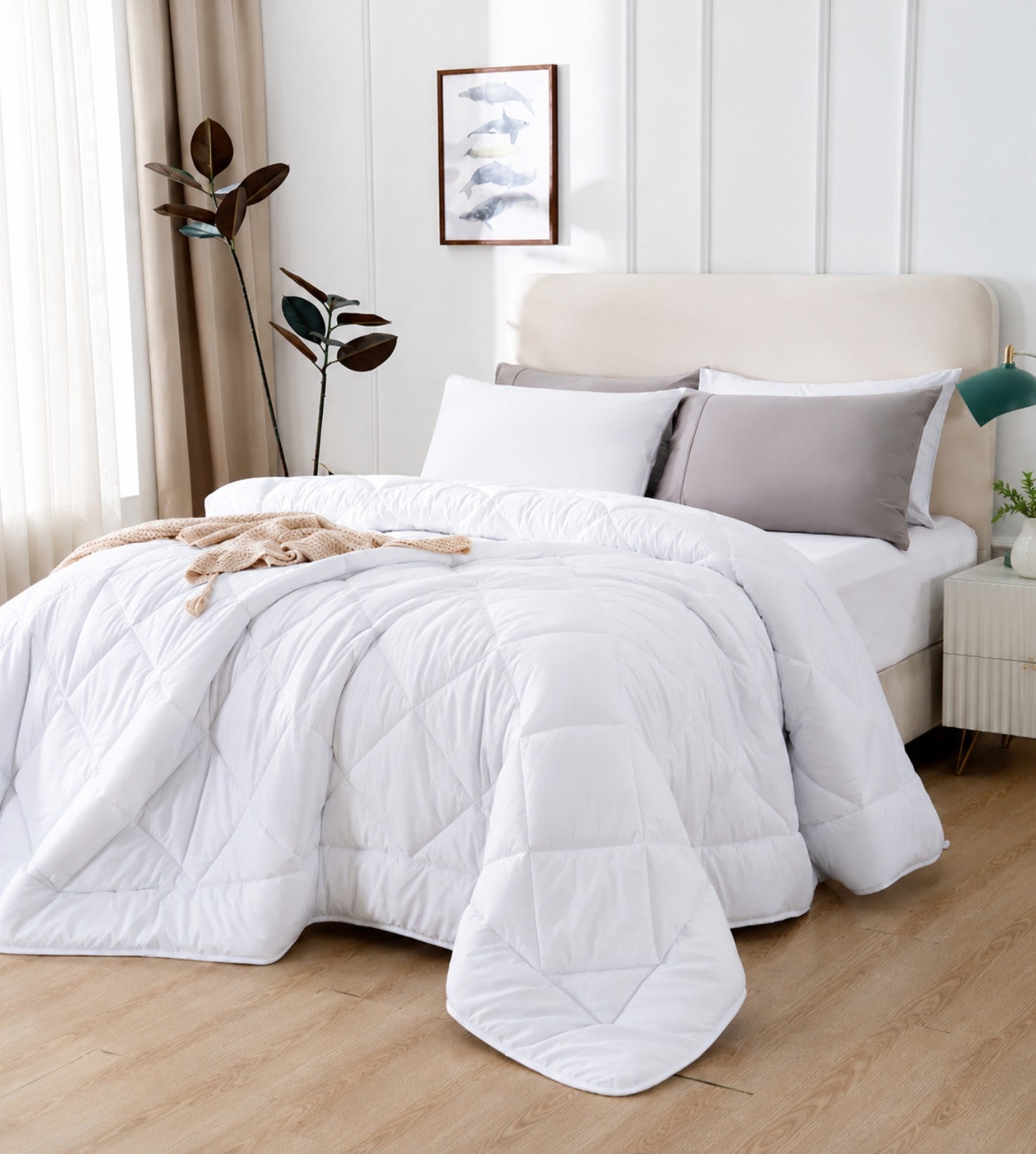 Home Fashion All Seasons Bamboo Down Alternative Comforter White