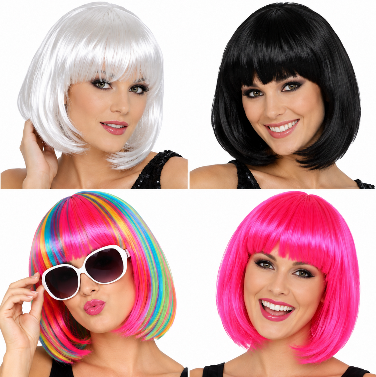 Halloween Short Hair Costume Wigs – 4 Assorted Styles