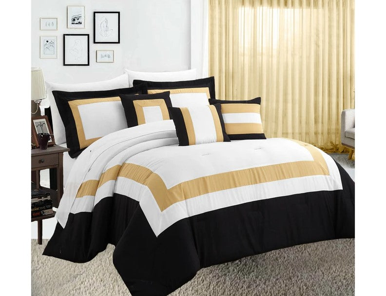 Home Fashion 10 Piece Soft Bed Comforter and Sheet Sets Bedspread Cushions Pillowcase Set Yellow